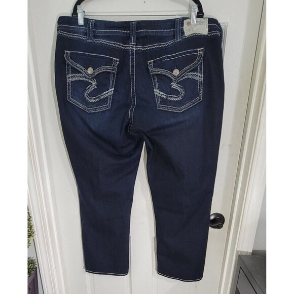 Silver Jeans Co Womens Blue Suki Flap Pockets Capri Denim Mid Rise Size 24 - Picture 6 of 11